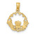 Image of 10K Yellow Gold Engraved Claddagh In Scallop Circle Pendant