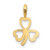 Image of 10K Yellow Gold Heart Clover Charm