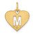 Image of 10K Yellow Gold Heart Letter M Initial Charm