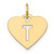 Image of 10K Yellow Gold Heart Letter T Initial Charm