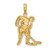 Image of 10K Yellow Gold Hockey Player with Stick and Puck Pendant