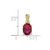 Image of 10K Yellow Gold Oval Created Ruby and Diamond Pendant