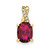 Image of 10K Yellow Gold Oval Created Ruby and Diamond Pendant