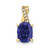 Image of 10K Yellow Gold Oval Created Sapphire and Diamond Pendant