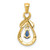 Image of 10k Yellow Gold Pear Sapphire and Diamond Dangle Pendant