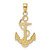 Image of 10K Yellow Gold Polished Anchor with Textured Rope Pendant