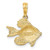 Image of 10K Yellow Gold Polished Engraved Fish Pendant 10K7691