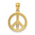 Image of 10K Yellow Gold Polished Peace Sign Circle Pendant