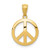 Image of 10K Yellow Gold Polished Peace Sign Circle Pendant