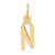 Image of 10K Yellow Gold Small Slanted Block Initial N Charm