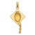 Image of 10K Yellow Gold Solid Polished 3-D Graduation Cap Pendant