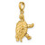 Image of 10K Yellow Gold Solid Polished 3-D Moveable Turtle Pendant