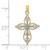 Image of 10K Yellow Gold W/ Rhodium Beaded Cross Pendant
