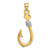 Image of 10K Yellow Gold w/Rhodium 3-D Fish Hook With Rope Pendant