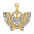 Image of 10K Yellow Gold w/Rhodium Butterfly w/White Edge and Cut-out Wings Pendant