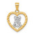 Image of 10k Yellow Gold with Rhodium-Plating Teddy Bear Heart Pendant