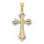 Image of 10k Yellow Gold with Rhodium-Plating-Plated & Shiny-Cut Reversible Cross Pendant