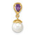 Image of 14K Gold w/ Amethyst & Freshwater Cultured Pearl Polished Chain Slide Pendant