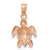 Image of 14k Rose Gold 2-D Textured Mini Sea Turtle Pendant