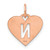 Image of 14K Rose Gold Initial Letter N Heart Initial Charm