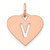 Image of 14K Rose Gold Initial Letter V Heart Initial Charm