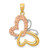 Image of 14k Two-tone Gold & Rhodium Butterfly & Hearts Pendant