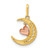 Image of 14K Two-tone Gold CZ Moon Heart Pendant