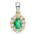 Image of 14K Two-tone Gold Oval Emerald and Diamond Halo Pendant