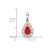 Image of 14K Two-tone Gold Pear Ruby and Diamond Halo Pendant
