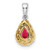 Image of 14K Two-tone Gold Pear Ruby and Diamond Halo Pendant