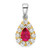 Image of 14K Two-tone Gold Pear Ruby and Diamond Halo Pendant