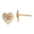 Image of 10mm 14k Two-tone Gold Shiny-Cut Heart & Flower Stud Earrings