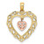 Image of 14k Two-tone Gold Shiny-Cut w/ Dangling Mini Heart In Center Heart Pendant