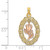 Image of 14k Two-tone Gold Textured Oval Frame Dangling Rose Pendant