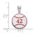 Image of 14K White Gold & Red Enamel Personalized Baseball Number Pendant