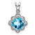 Image of 14K White Gold Blue Topaz & Diamond Scalloped Pendant