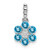 Image of 14k White Gold Blue Topaz and Diamond Floral Pendant