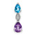 Image of 14K White Gold Blue Topaz/Amethyst/Diamond Chain Slide Pendant
