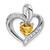 Image of 14k White Gold Citrine and Diamond Heart Pendant