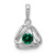 Image of 14K White Gold Created Emerald Triangle Pendant