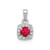 Image of 14K White Gold Diamond & .20ctw Ruby Square Halo Pendant