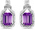 Image of 14k White Gold Emerald-cut Amethyst And Diamond Stud Earrings