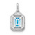 Image of 14K White Gold Emerald-cut Blue Topaz & Diamond Halo Pendant