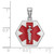 Image of 14K White Gold Enameled Textured Back Caduceus Medical Disc Pendant