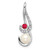 Image of 14K White Gold Freshwater Cultured Pearl Created Ruby & Diamond Slide Pendant