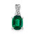 Image of 14K White Gold Oval Created Emerald & Diamond Pendant