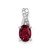 Image of 14K White Gold Oval Created Ruby & Diamond Pendant