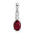 Image of 14K White Gold Oval Created Ruby and Diamond Pendant