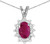 Image of 14k White Gold Oval Ruby And Diamond Pendant (Chain NOT included) (CM-P6410XW-07)