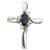 Image of 14K White Gold Oval Sapphire & Diamond Cross Pendant (Chain NOT included)